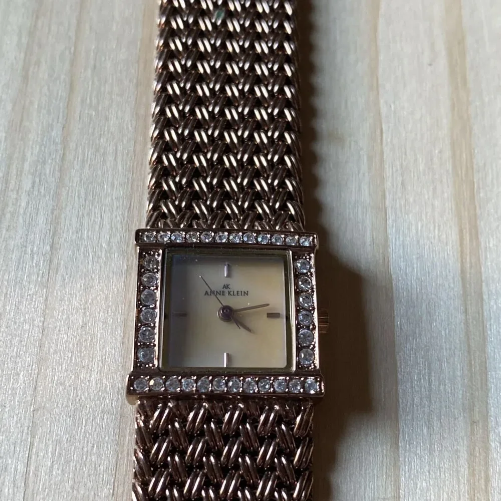 Anne Klein Mother of pearl Watch With Rhinestone Bezel New Battery